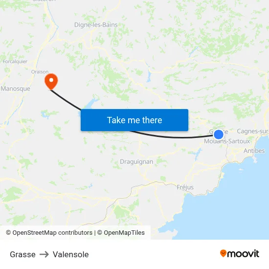 Grasse to Valensole map