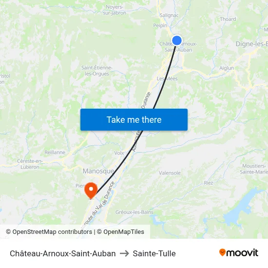 Château-Arnoux-Saint-Auban to Sainte-Tulle map