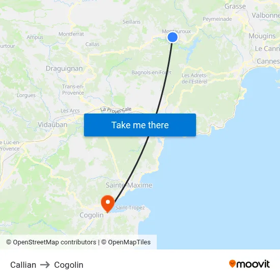 Callian to Cogolin map