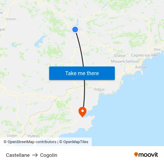 Castellane to Cogolin map