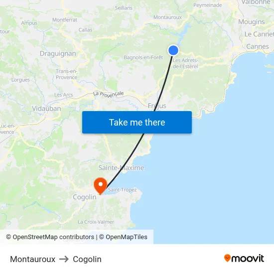 Montauroux to Cogolin map
