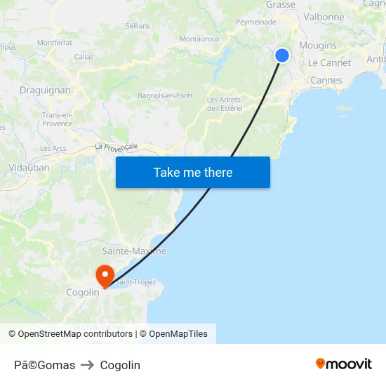 Pã©Gomas to Cogolin map