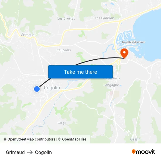 Grimaud to Cogolin map