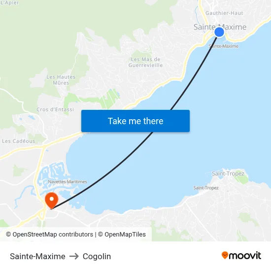 Sainte-Maxime to Cogolin map