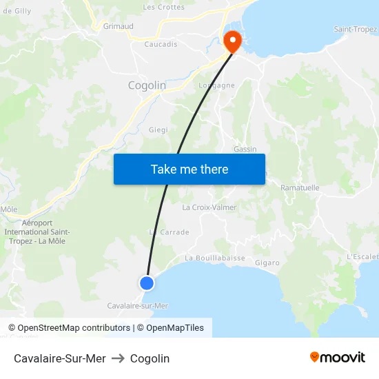 Cavalaire-Sur-Mer to Cogolin map