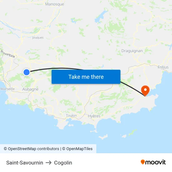 Saint-Savournin to Cogolin map