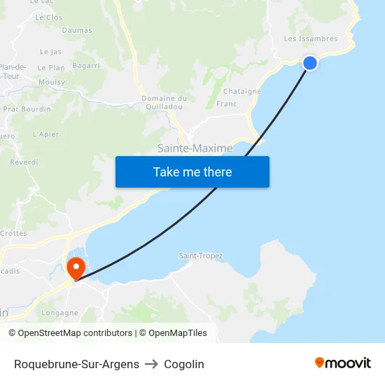 Roquebrune-Sur-Argens to Cogolin map