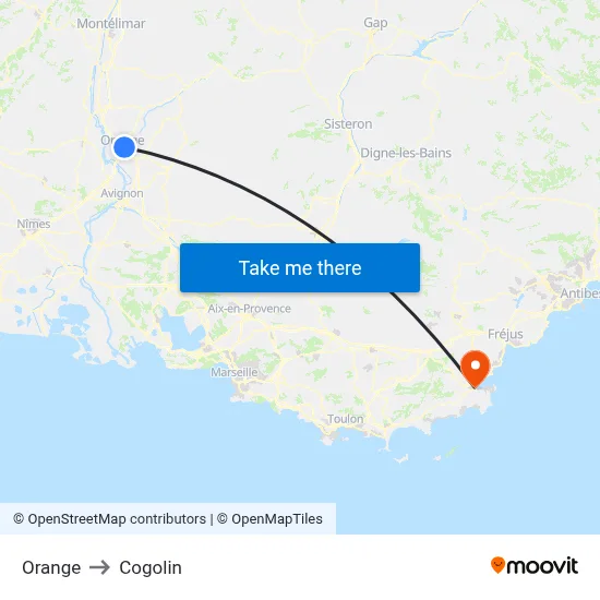 Orange to Cogolin map