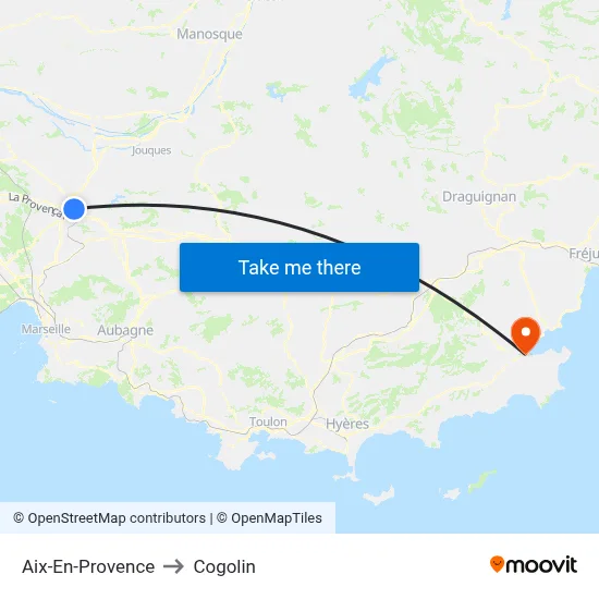 Aix-En-Provence to Cogolin map