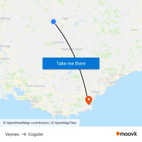 Veynes to Cogolin map