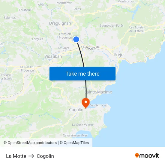 La Motte to Cogolin map