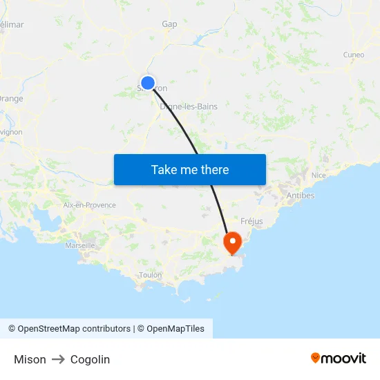 Mison to Cogolin map
