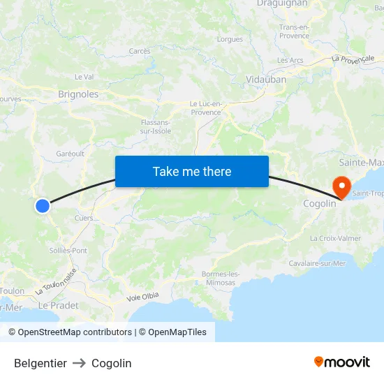 Belgentier to Cogolin map