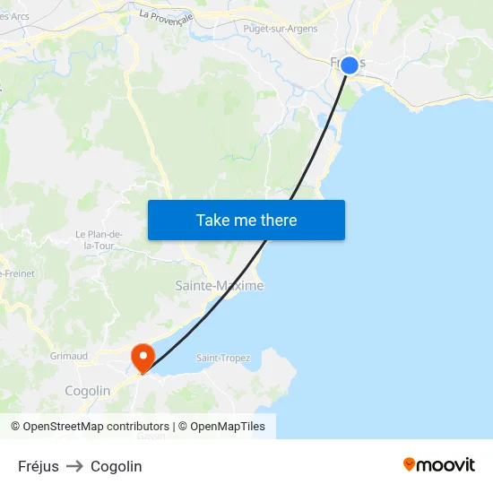 Fréjus to Cogolin map