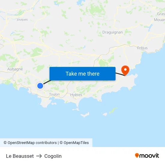 Le Beausset to Cogolin map