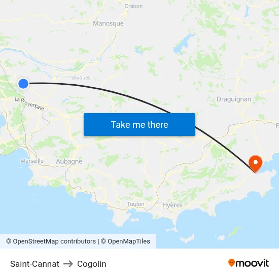 Saint-Cannat to Cogolin map