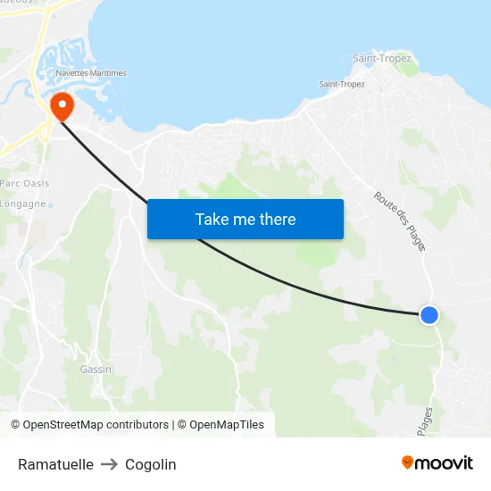 Ramatuelle to Cogolin map