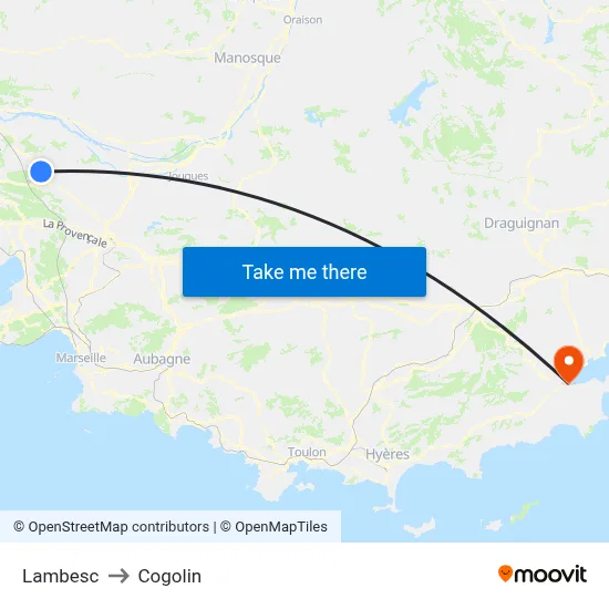 Lambesc to Cogolin map