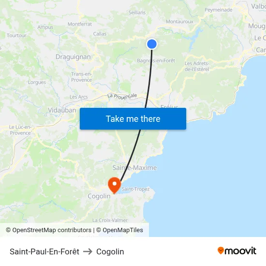 Saint-Paul-En-Forêt to Cogolin map