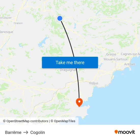 Barrême to Cogolin map