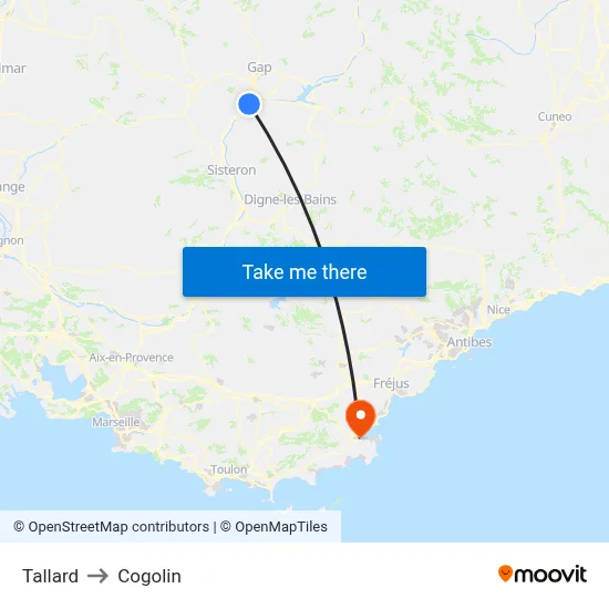 Tallard to Cogolin map
