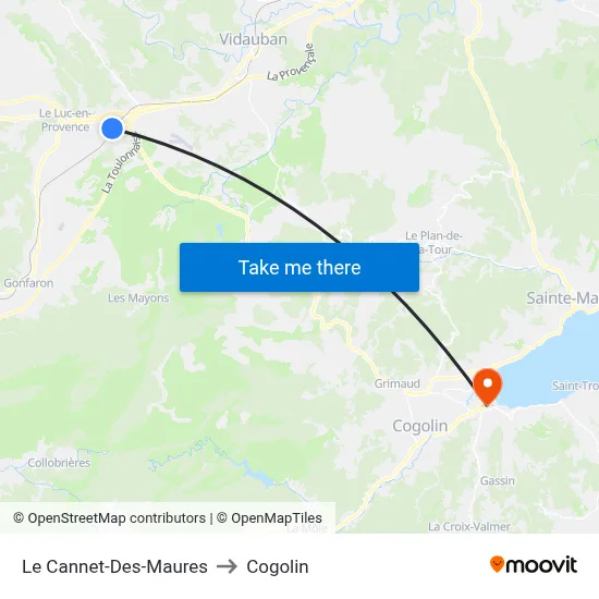 Le Cannet-Des-Maures to Cogolin map
