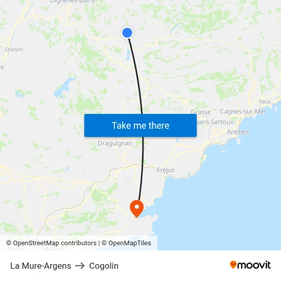 La Mure-Argens to Cogolin map