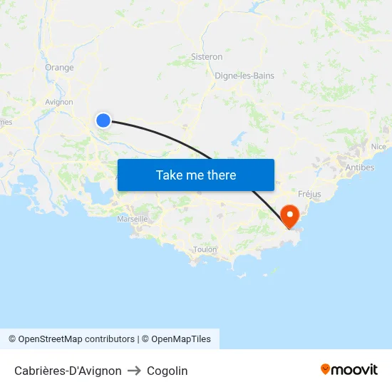 Cabrières-D'Avignon to Cogolin map