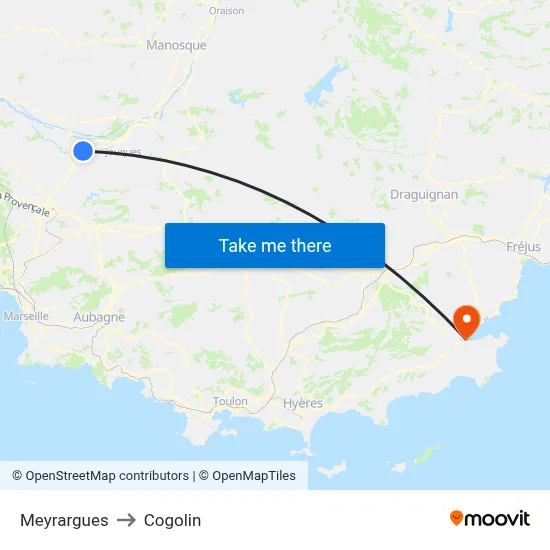 Meyrargues to Cogolin map