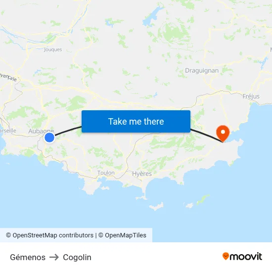Gémenos to Cogolin map