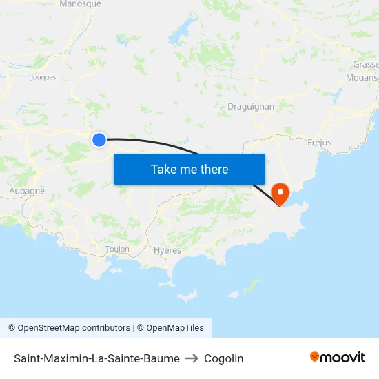 Saint-Maximin-La-Sainte-Baume to Cogolin map