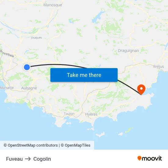 Fuveau to Cogolin map