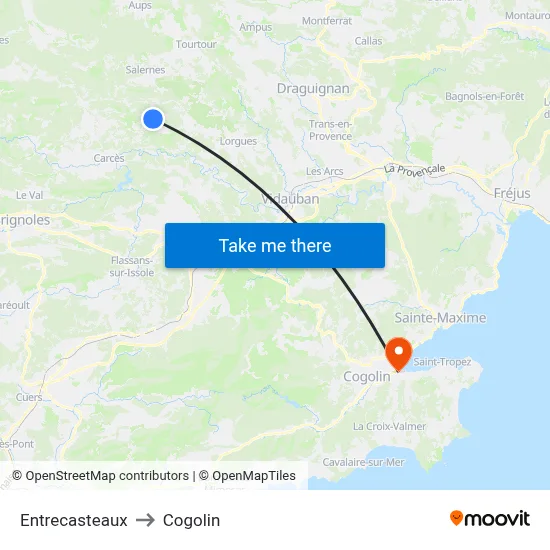 Entrecasteaux to Cogolin map