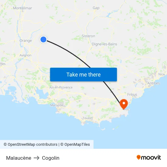 Malaucène to Cogolin map