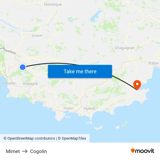Mimet to Cogolin map