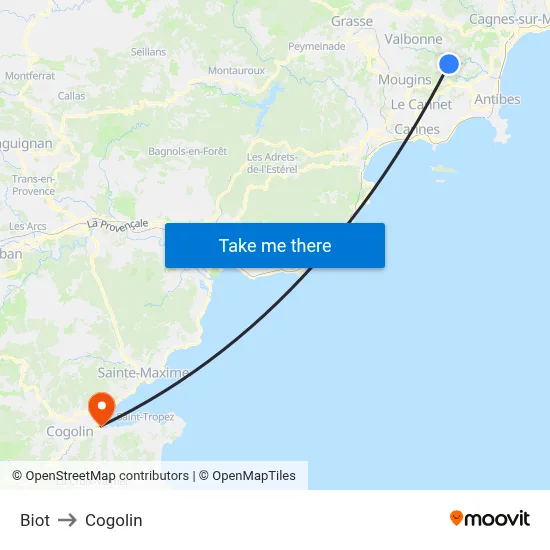 Biot to Cogolin map