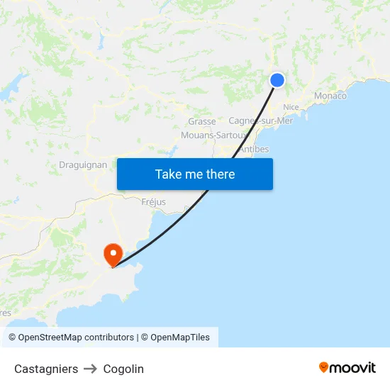 Castagniers to Cogolin map