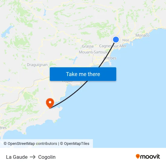 La Gaude to Cogolin map