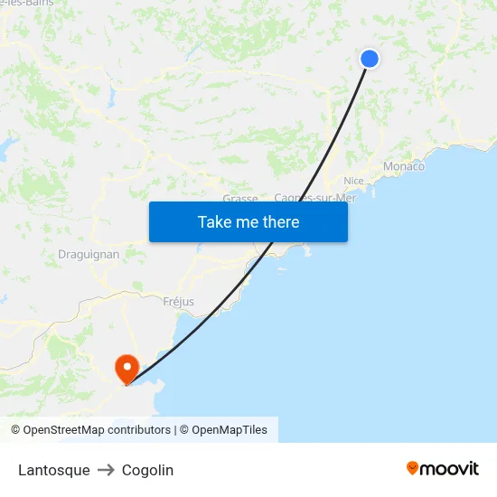 Lantosque to Cogolin map