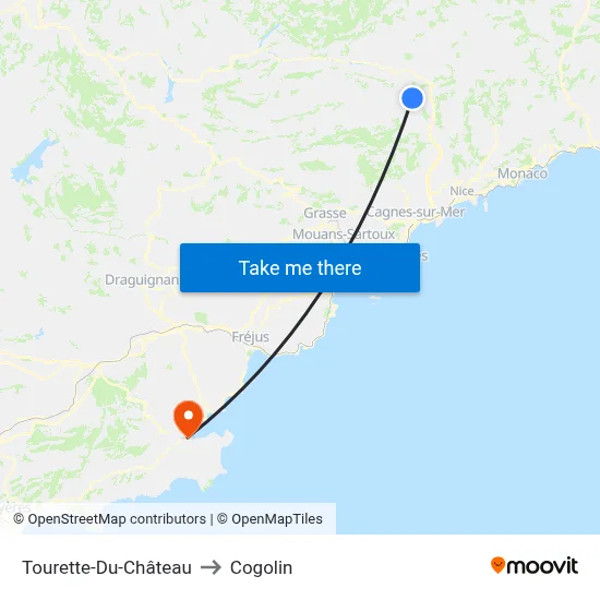 Tourette-Du-Château to Cogolin map