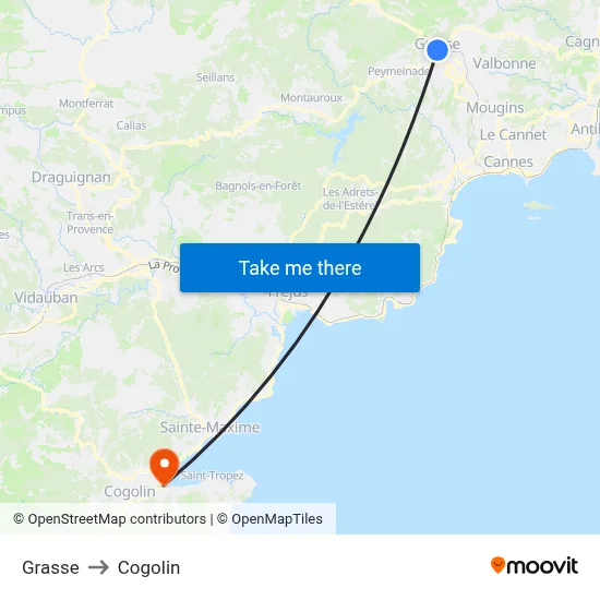 Grasse to Cogolin map