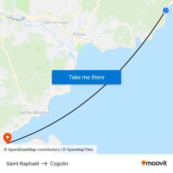 Saint-Raphaël to Cogolin map