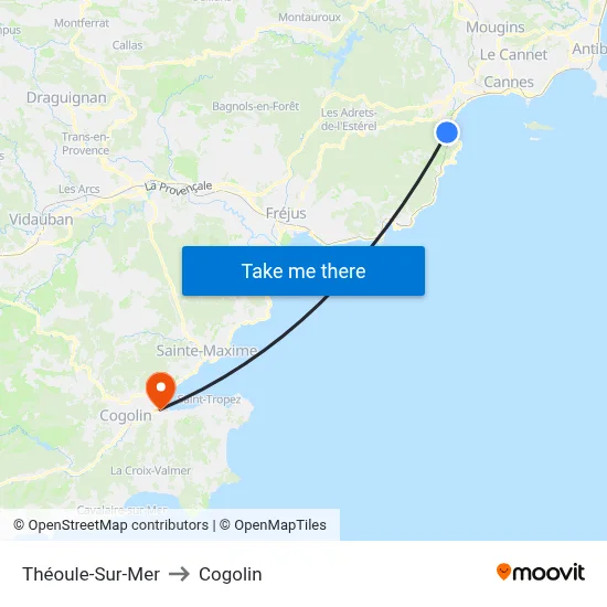Théoule-Sur-Mer to Cogolin map