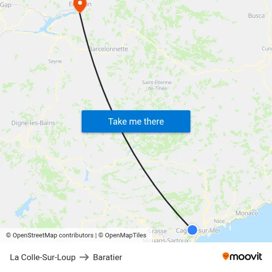 La Colle-Sur-Loup to Baratier map