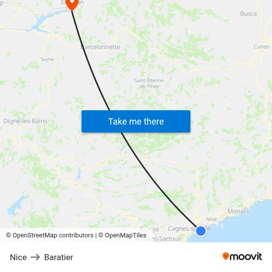 Nice to Baratier map