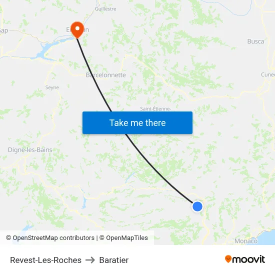 Revest-Les-Roches to Baratier map