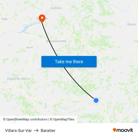 Villars-Sur-Var to Baratier map
