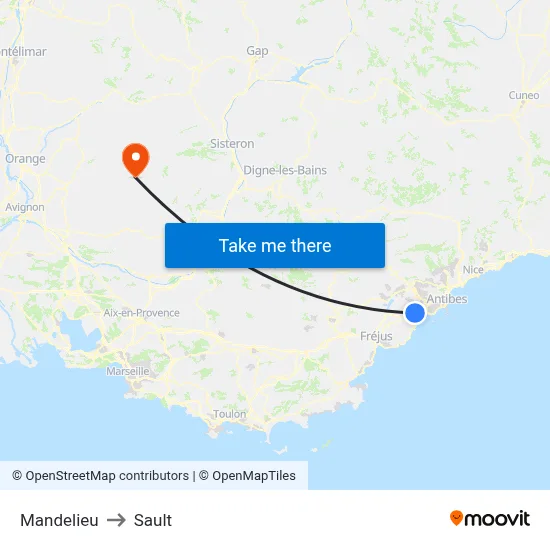 Mandelieu to Sault map