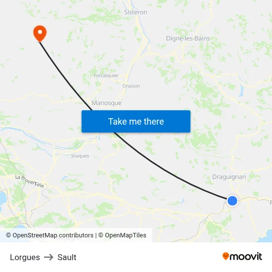 Lorgues to Sault map