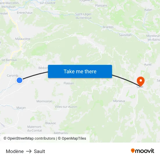 Modène to Sault map